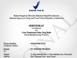 GMP Certificate from BPOM-RI